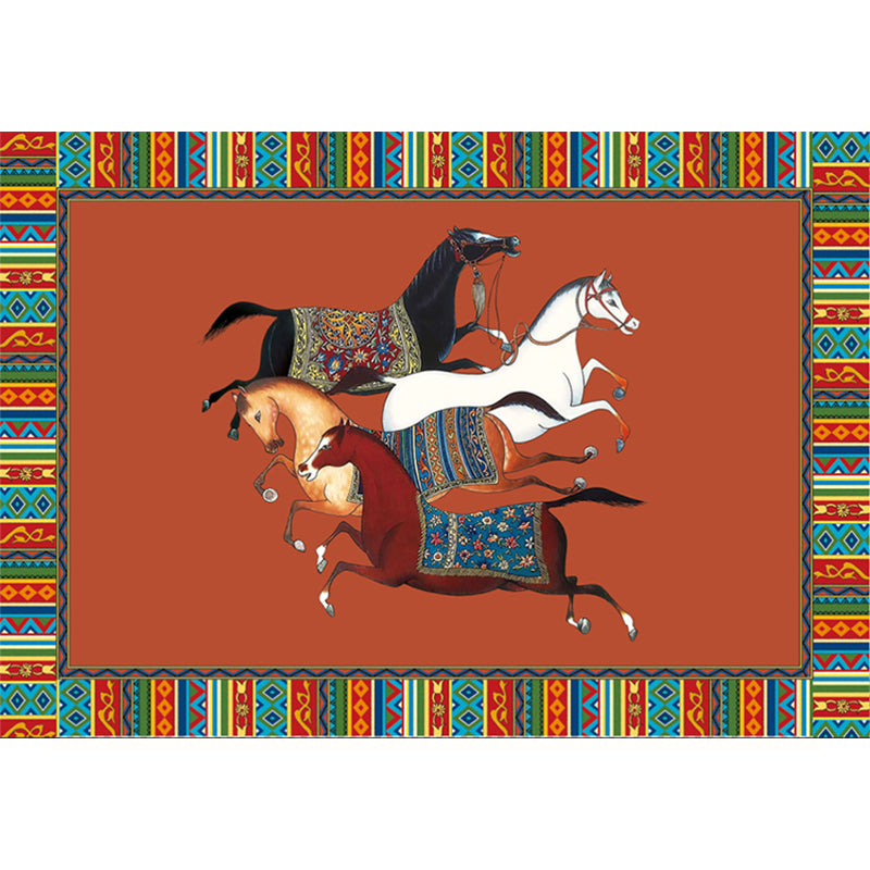 Classic Animal Patterned Rug Multi Color Polyster Indoor Rug Anti-Slip Backing Washable Area Carpet for Bedroom Yellow-Red Clearhalo 'Area Rug' 'Rug' 2213817