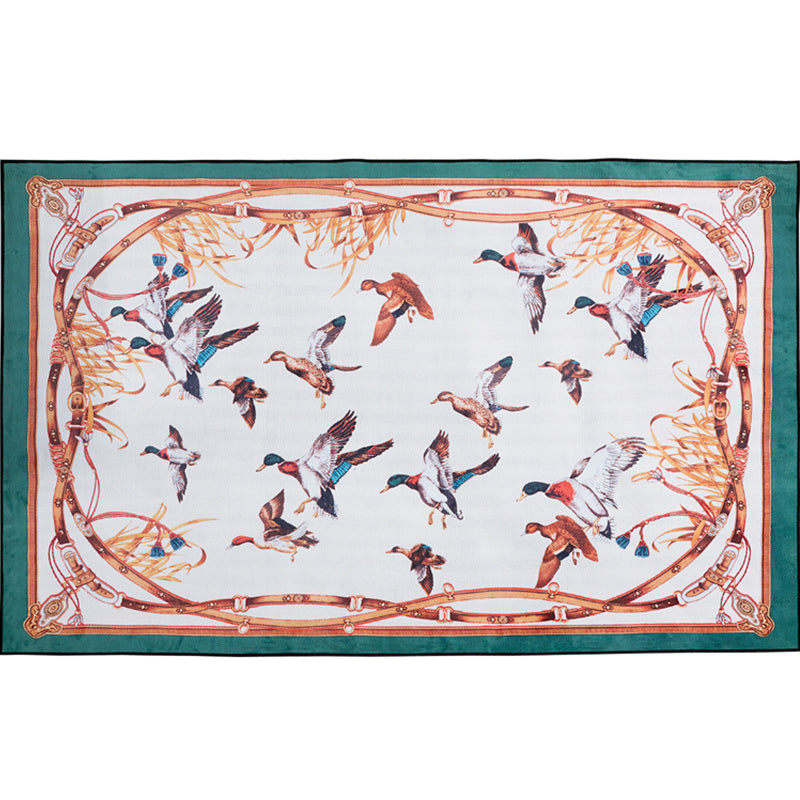 Classic Animal Patterned Rug Multi Color Polyster Indoor Rug Anti-Slip Backing Washable Area Carpet for Bedroom White Clearhalo 'Area Rug' 'Rug' 2213824