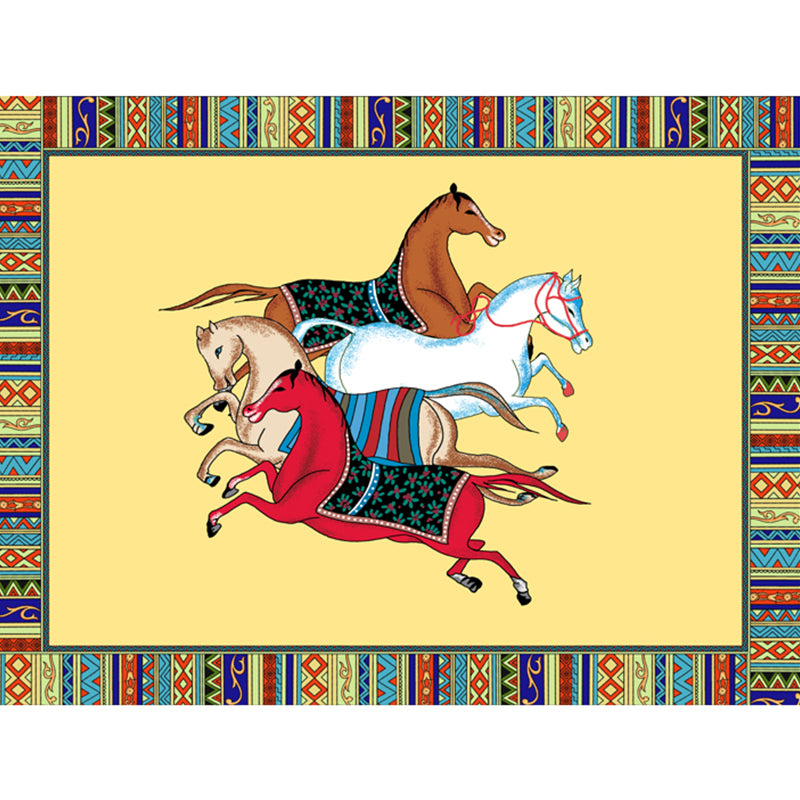 Classic Animal Patterned Rug Multi Color Polyster Indoor Rug Anti-Slip Backing Washable Area Carpet for Bedroom Yellow Clearhalo 'Area Rug' 'Rug' 2213832