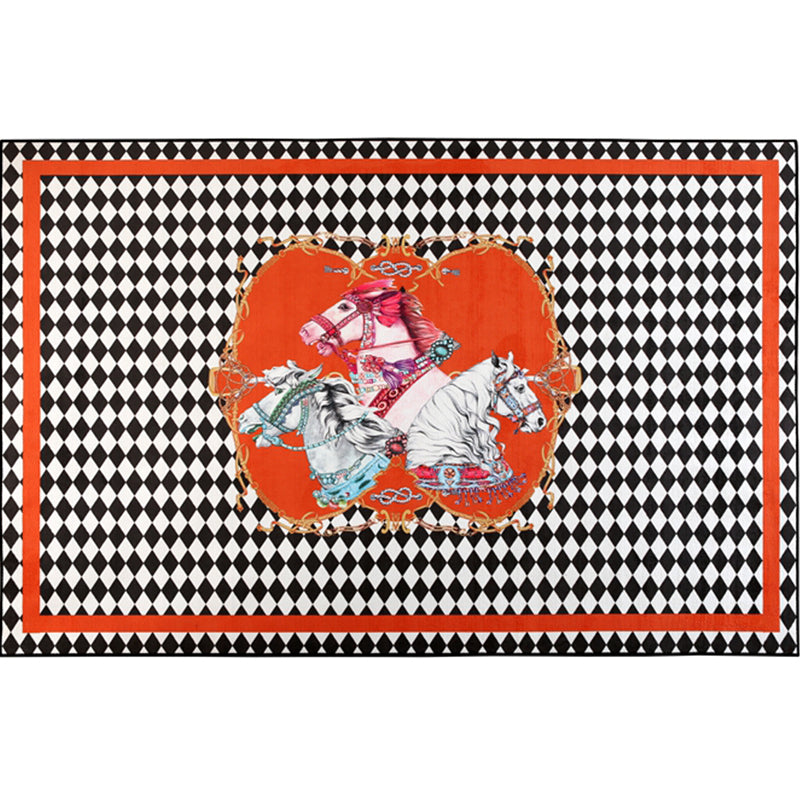 Classic Animal Patterned Rug Multi Color Polyster Indoor Rug Anti-Slip Backing Washable Area Carpet for Bedroom Black-White Clearhalo 'Area Rug' 'Rug' 2213833