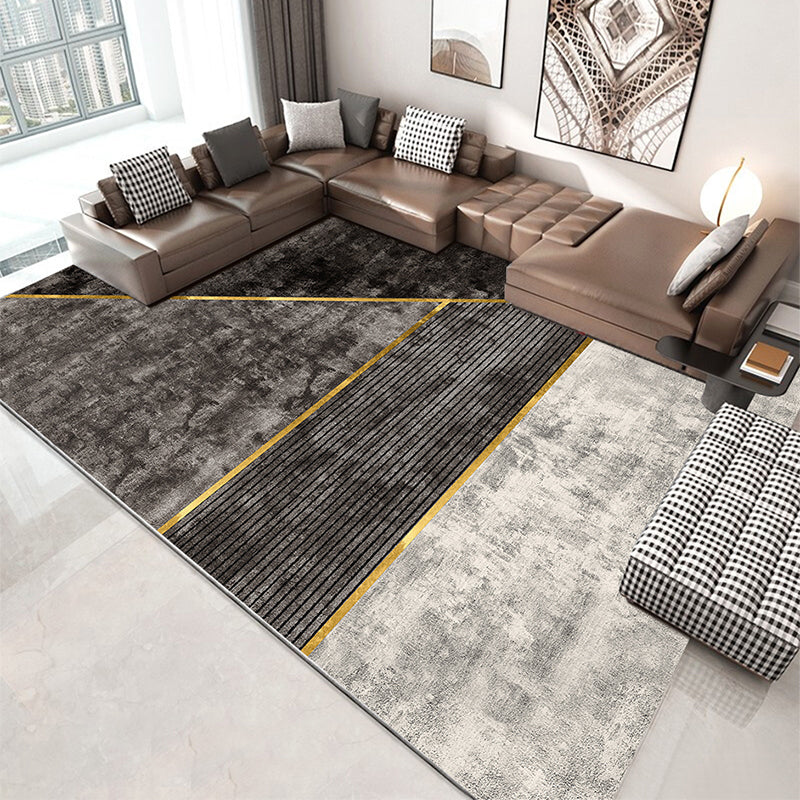 Modern Home Decoration Rug Multi Colored Geometric Pattern Indoor Rug Cotton Blend Non-Slip Pet Friendly Carpet Dark Gray Clearhalo 'Area Rug' 'Rug' 2213847