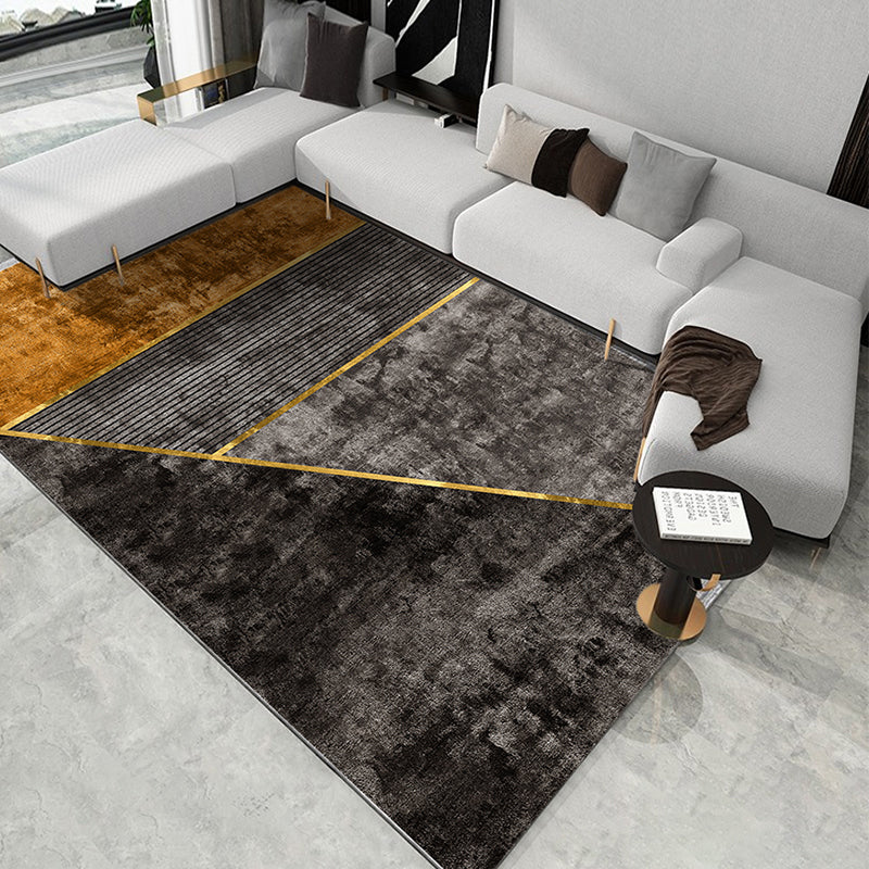 Modern Home Decoration Rug Multi Colored Geometric Pattern Indoor Rug Cotton Blend Non-Slip Pet Friendly Carpet Gray-Yellow Clearhalo 'Area Rug' 'Rug' 2213849