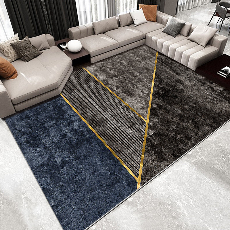 Modern Home Decoration Rug Multi Colored Geometric Pattern Indoor Rug Cotton Blend Non-Slip Pet Friendly Carpet Gray-Blue Clearhalo 'Area Rug' 'Rug' 2213853