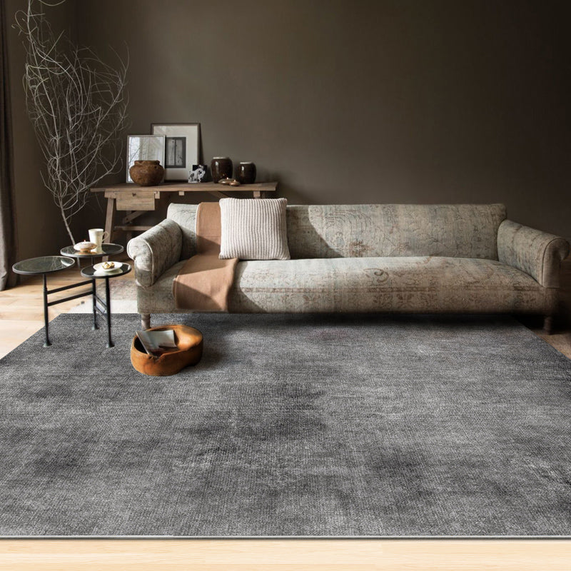 Contemporary Decoration Rug Multi-Colored Solid Carpet Cotton Blend Non-Slip Backing Machine Washable Rug Dark Gray Clearhalo 'Area Rug' 'Rug' 2213870