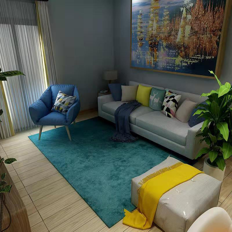 Casual Solid Color Rug Multi-Colored Synthetics Area Carpet Non-Slip Backing Machine Washable Rug for Parlor Aqua Clearhalo 'Area Rug' 'Rug' 2213887