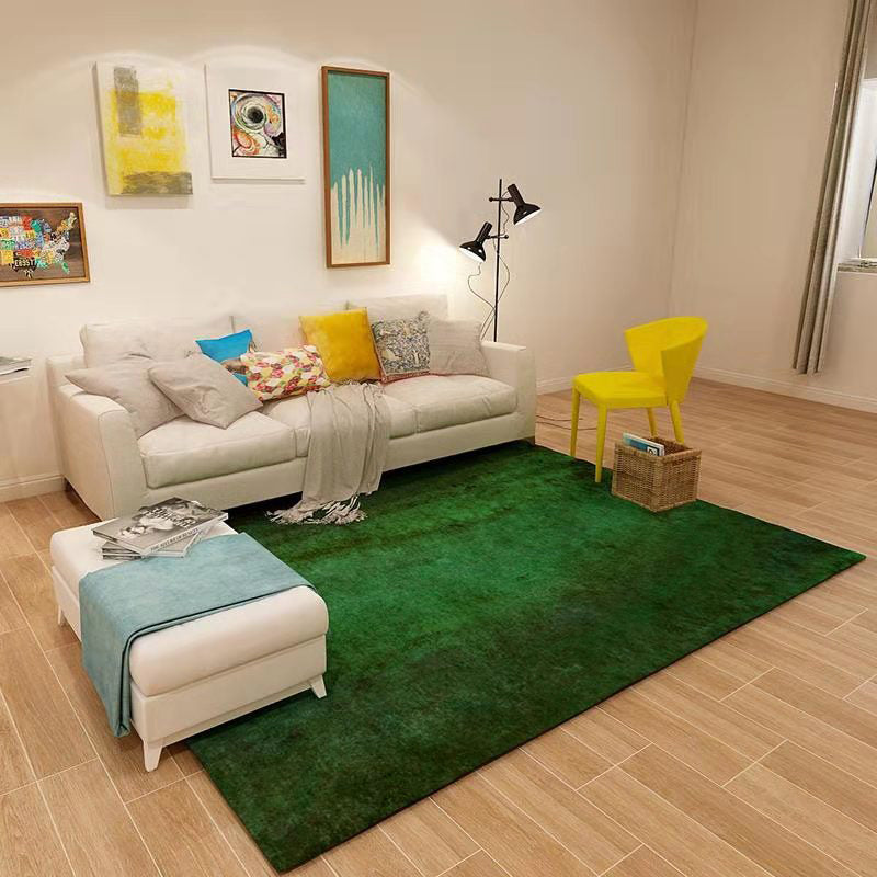 Casual Solid Color Rug Multi-Colored Synthetics Area Carpet Non-Slip Backing Machine Washable Rug for Parlor Blackish Green Clearhalo 'Area Rug' 'Rug' 2213891