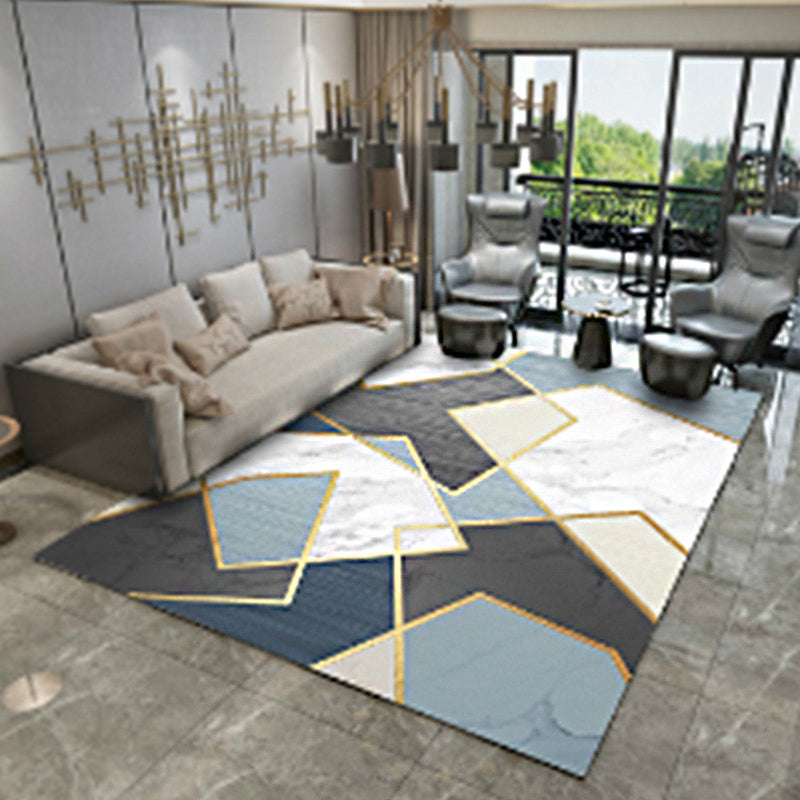 Minimalist Geometric Printed Rug Multicolor Polypropylene Area Carpet Anti-Slip Backing Pet Friendly Rug for Decor Dark Blue-Gray Clearhalo 'Area Rug' 'Rug' 2213898