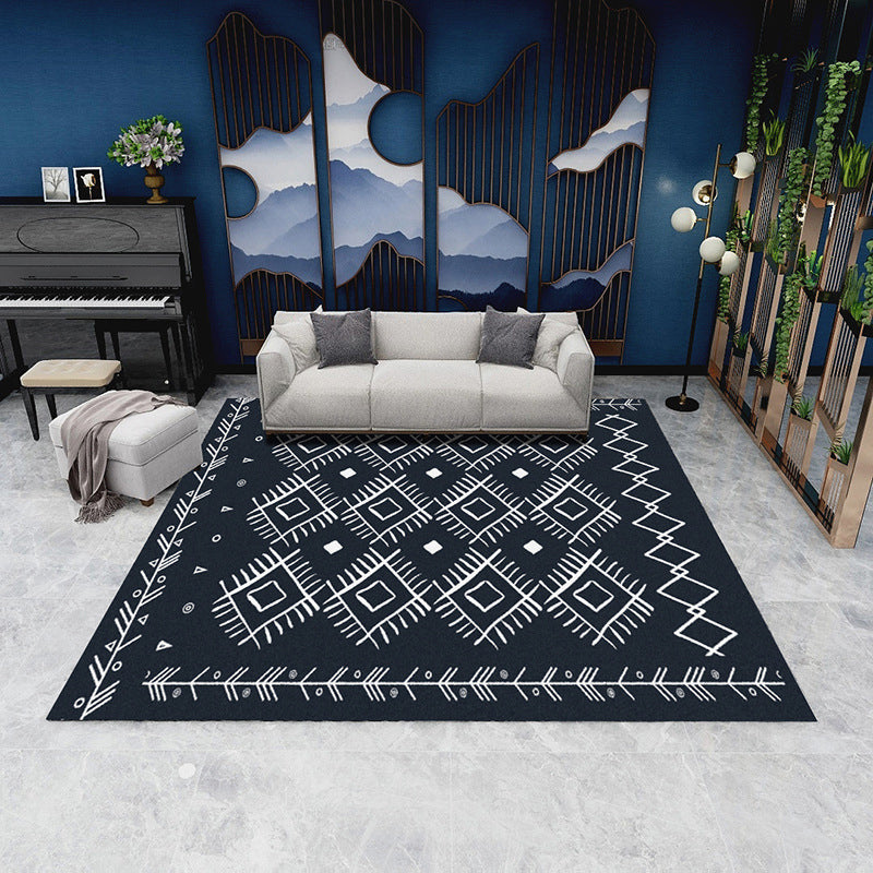 Minimalist Geometric Printed Rug Multicolor Polypropylene Area Carpet Anti-Slip Backing Pet Friendly Rug for Decor Black-White Clearhalo 'Area Rug' 'Rug' 2213900