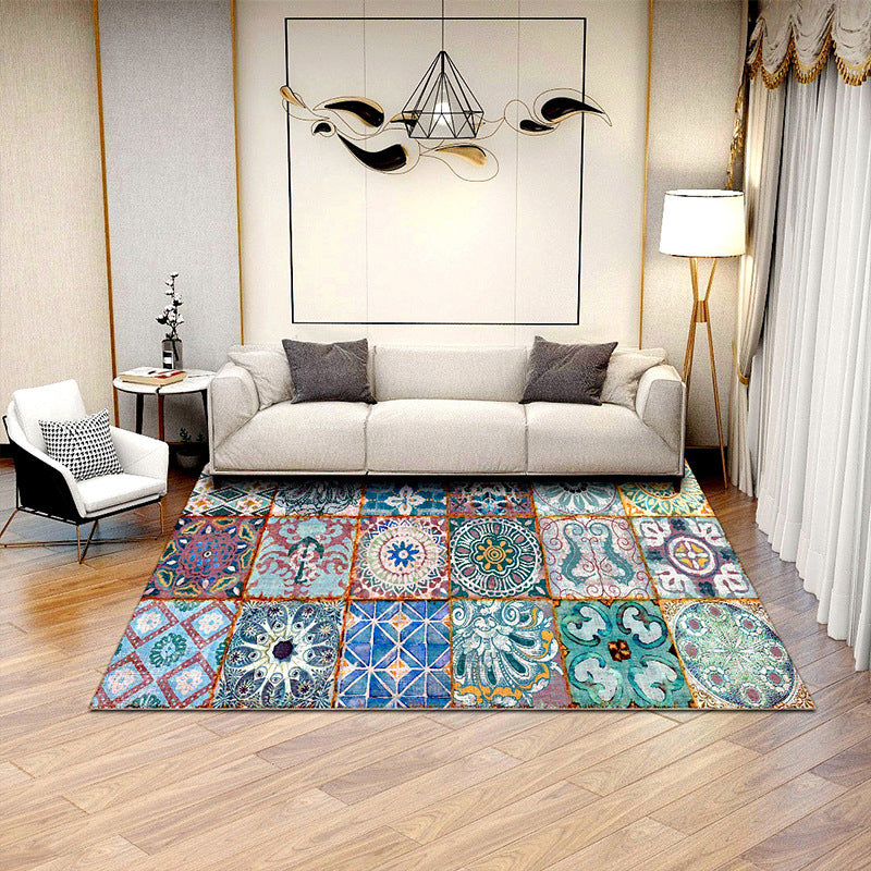 Minimalist Geometric Printed Rug Multicolor Polypropylene Area Carpet Anti-Slip Backing Pet Friendly Rug for Decor Blue-Green Clearhalo 'Area Rug' 'Rug' 2213901