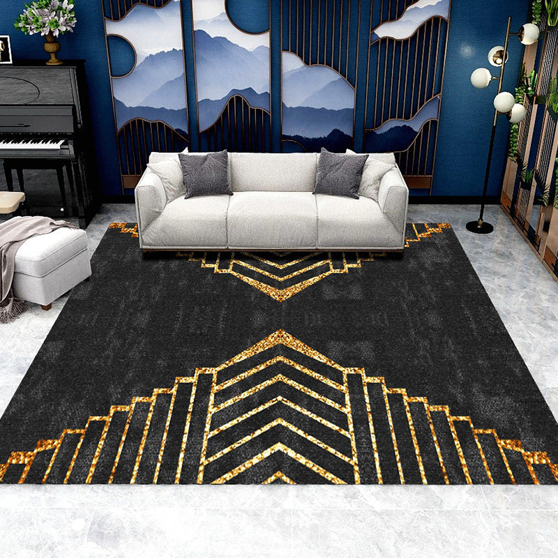 Minimalist Geometric Printed Rug Multicolor Polypropylene Area Carpet Anti-Slip Backing Pet Friendly Rug for Decor Black-Gold Clearhalo 'Area Rug' 'Rug' 2213906