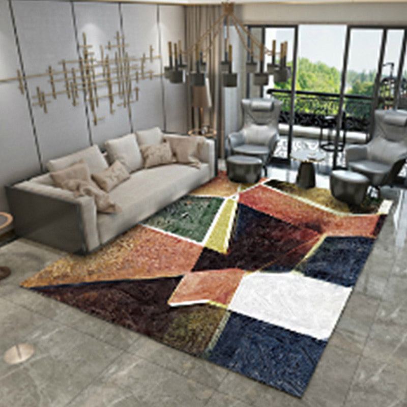 Minimalist Geometric Printed Rug Multicolor Polypropylene Area Carpet Anti-Slip Backing Pet Friendly Rug for Decor Dark Brown Clearhalo 'Area Rug' 'Rug' 2213907