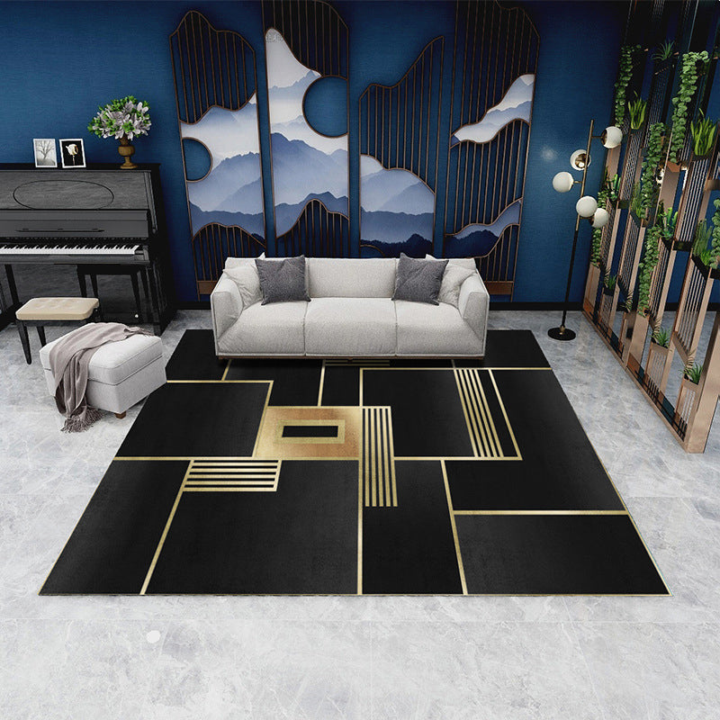 Minimalist Geometric Printed Rug Multicolor Polypropylene Area Carpet Anti-Slip Backing Pet Friendly Rug for Decor Black Clearhalo 'Area Rug' 'Rug' 2213909