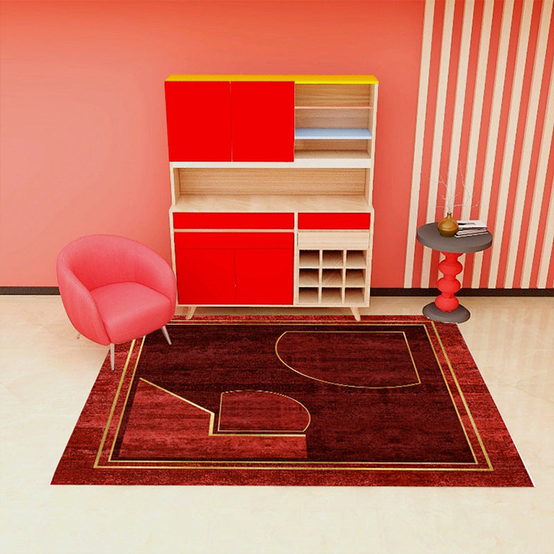 Minimalist Geometric Printed Rug Multicolor Polypropylene Area Carpet Anti-Slip Backing Pet Friendly Rug for Decor Brick Red Clearhalo 'Area Rug' 'Rug' 2213917