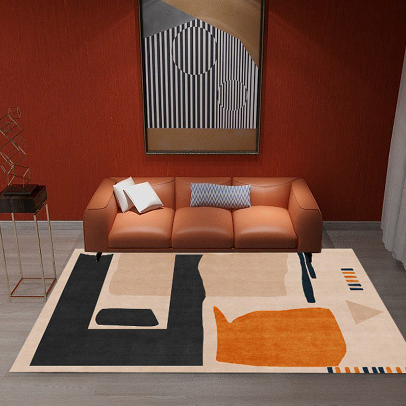 Minimalist Geometric Printed Rug Multicolor Polypropylene Area Carpet Anti-Slip Backing Pet Friendly Rug for Decor Orange Clearhalo 'Area Rug' 'Rug' 2213918