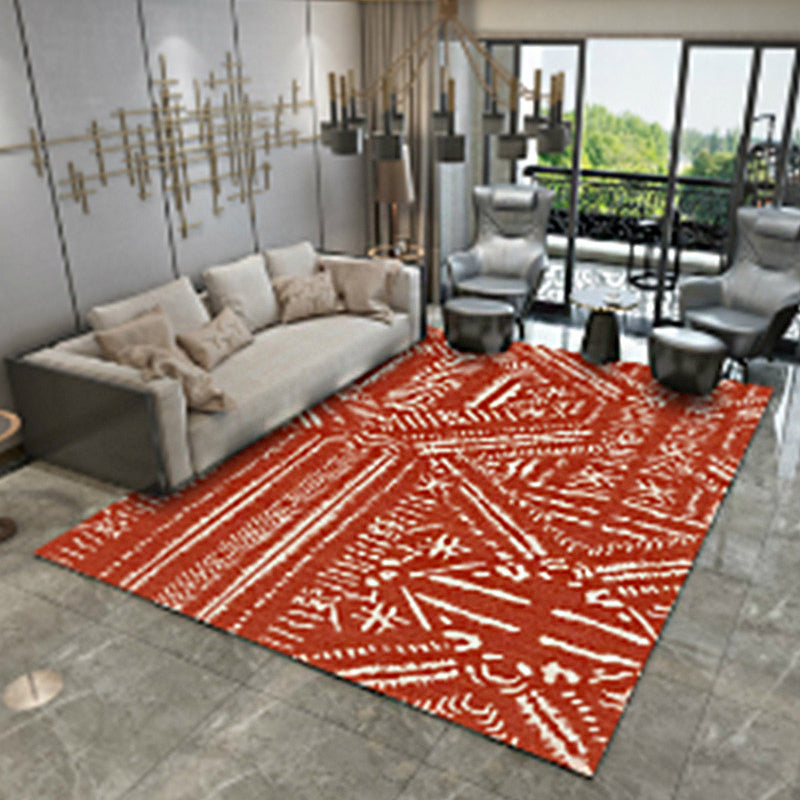 Minimalist Geometric Printed Rug Multicolor Polypropylene Area Carpet Anti-Slip Backing Pet Friendly Rug for Decor Red-White Clearhalo 'Area Rug' 'Rug' 2213922