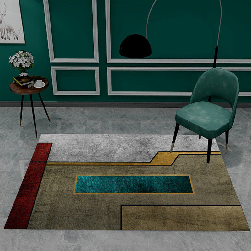 Minimalist Geometric Printed Rug Multicolor Polypropylene Area Carpet Anti-Slip Backing Pet Friendly Rug for Decor Brown Clearhalo 'Area Rug' 'Rug' 2213924