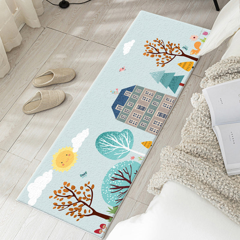 Simplicity Kids Room Rug Multicolor Cartoon Pattern Rug Blended Anti-Slip Machine Washable Area Carpet Blue Clearhalo 'Area Rug' 'Rug' 2213981