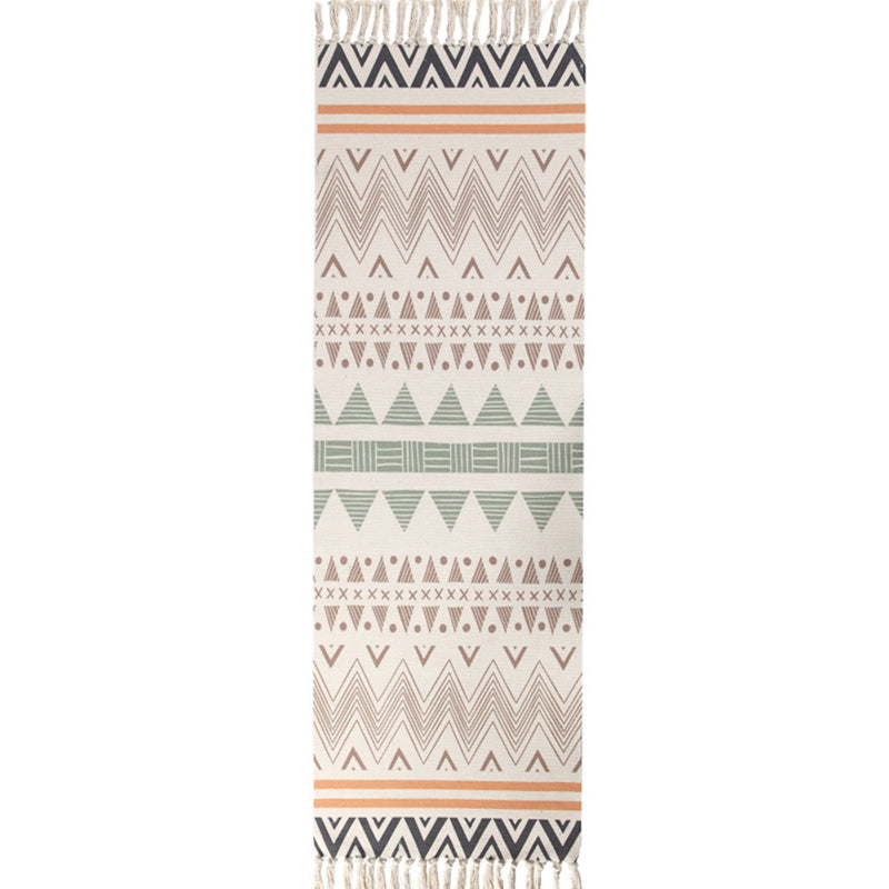 Boho Bedroom Rug Multi-Colored Geo Printed Area Carpet Cotton Easy Care Stain-Resistant Rug with Tassel Brown Clearhalo 'Area Rug' 'Bohemian' 'Rugs' Rug' 2214036