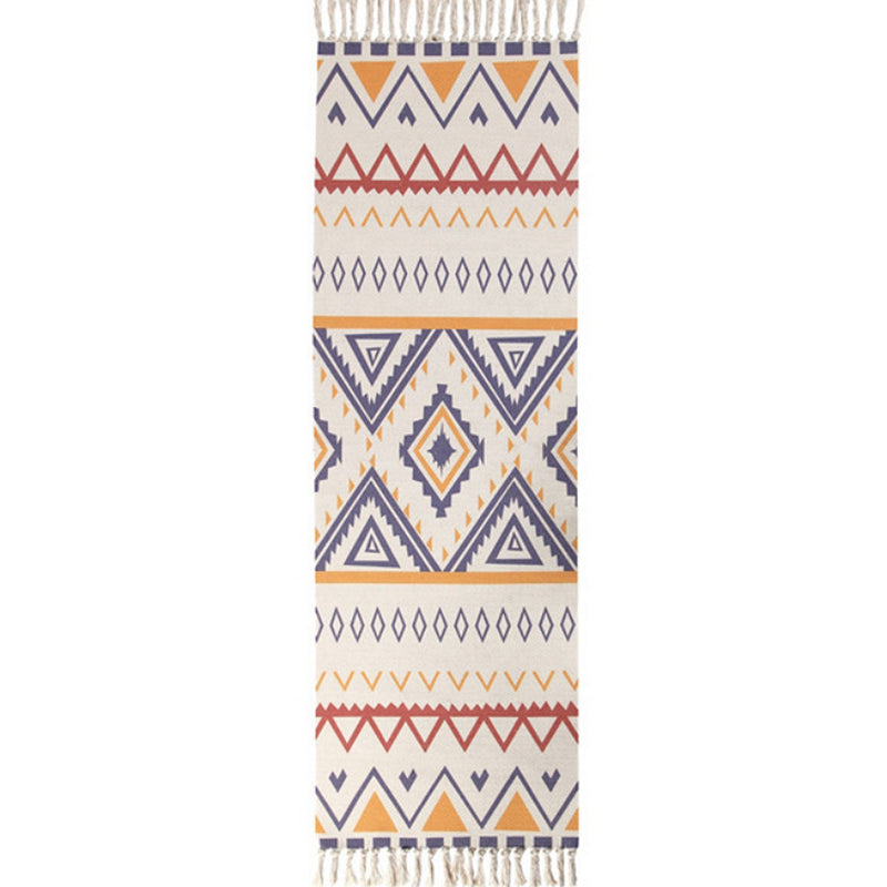 Boho Bedroom Rug Multi-Colored Geo Printed Area Carpet Cotton Easy Care Stain-Resistant Rug with Tassel Clearhalo 'Area Rug' 'Bohemian' 'Rugs' Rug' 2214043