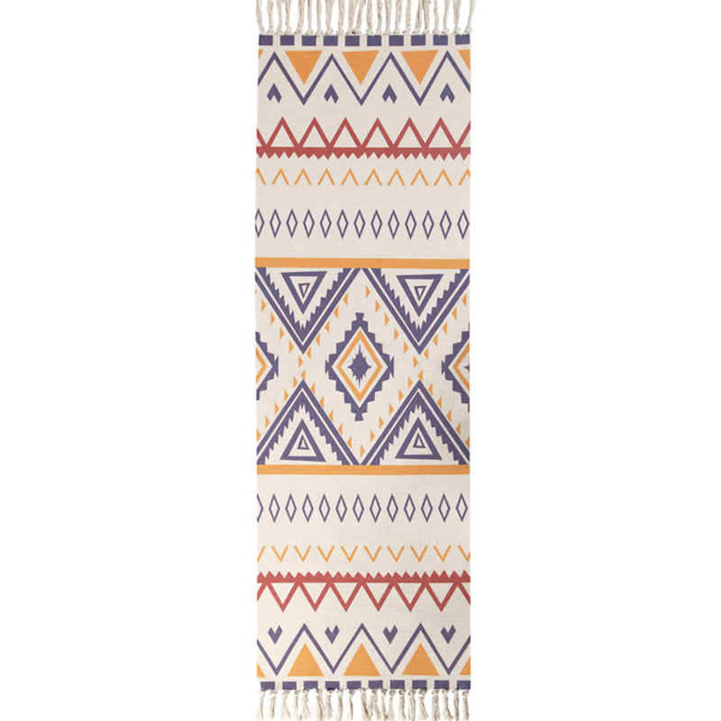 Boho Bedroom Rug Multi-Colored Geo Printed Area Carpet Cotton Easy Care Stain-Resistant Rug with Tassel Yellow Clearhalo 'Area Rug' 'Bohemian' 'Rugs' Rug' 2214044