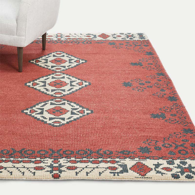 Multi Colored Bohemian Rug Cotton Blend Tribal Pattern Area Carpet Machine Washable Non-Slip Indoor Rug for Parlor Red Clearhalo 'Area Rug' 'Bohemian' 'Rugs' Rug' 2214106