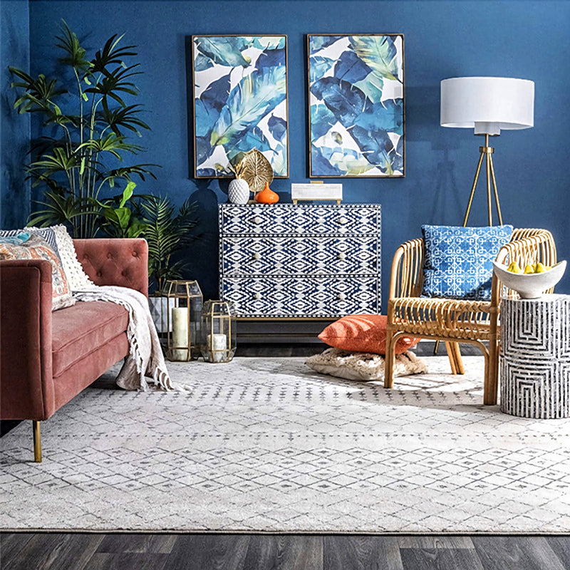 Unique Geometric Printed Rug Multi Color Cotton Blend Carpet Washable Anti-Slip Easy Care Area Rug for Bedroom Clearhalo 'Area Rug' 'Bohemian' 'Rugs' Rug' 2214143