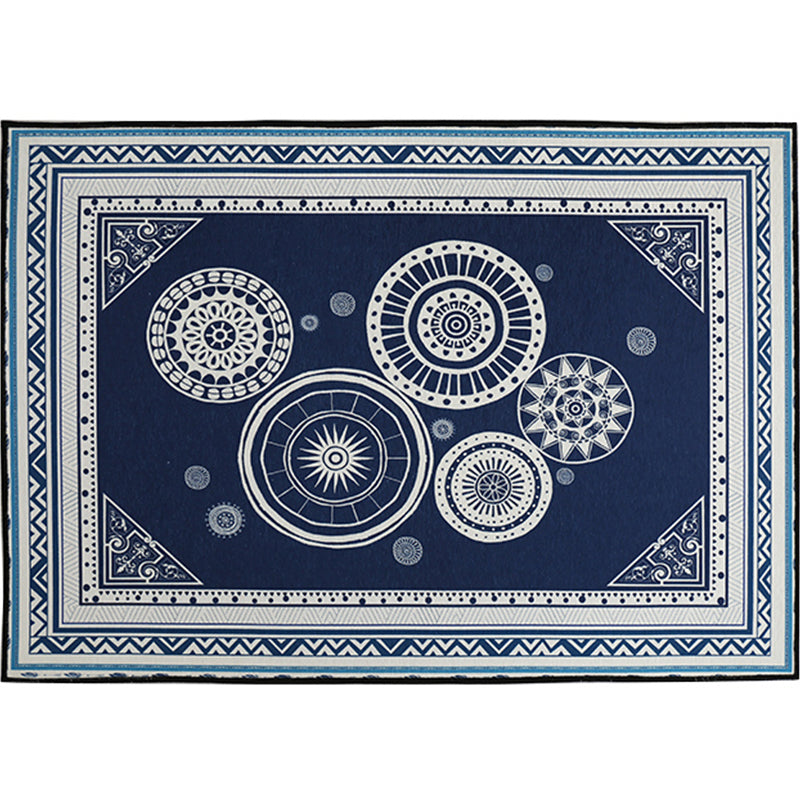 Vintage Geometric Printed Rug Multi Colored Polyster Carpet Anti-Slip Backing Washable Rug for Home Decoration Blue Clearhalo 'Area Rug' 'Bohemian' 'Rugs' Rug' 2214178