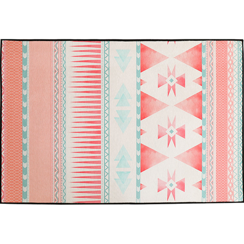 Vintage Geometric Printed Rug Multi Colored Polyster Carpet Anti-Slip Backing Washable Rug for Home Decoration Pink Clearhalo 'Area Rug' 'Bohemian' 'Rugs' Rug' 2214180
