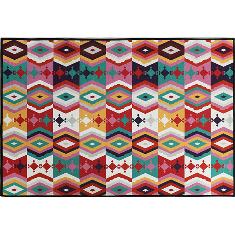Vintage Geometric Printed Rug Multi Colored Polyster Carpet Anti-Slip Backing Washable Rug for Home Decoration Red Clearhalo 'Area Rug' 'Bohemian' 'Rugs' Rug' 2214182