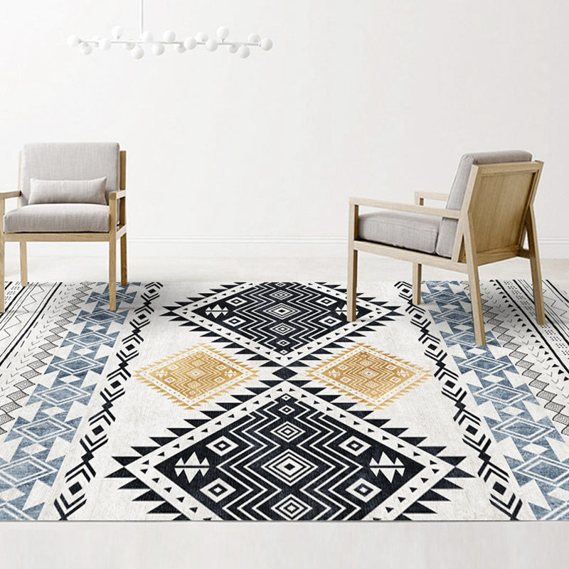 Southwestern Living Room Rug Multi-Color Geo Patterned Carpet Anti-Slip Pet Friendly Washable Indoor Rug Black-Blue Clearhalo 'Area Rug' 'Bohemian' 'Rugs' Rug' 2214187