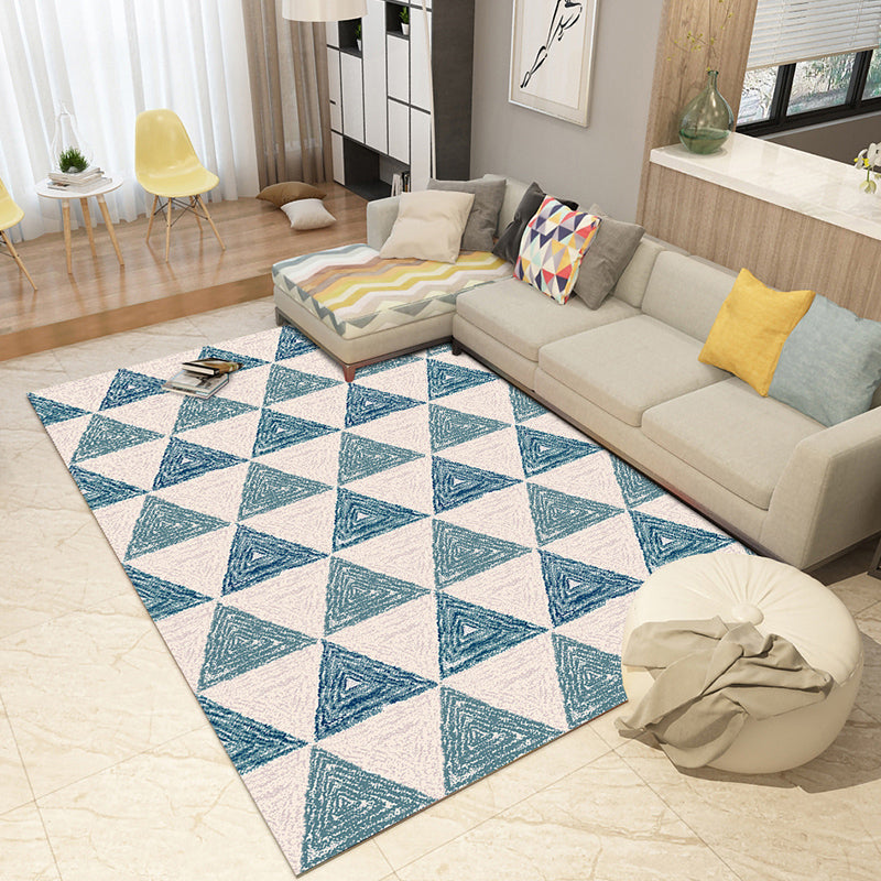 Multi-Colored Boho Rug Cotton Blend Geometric Printed Area Carpet Machine Washable Easy Care Non-Slip Rug for Bedroom Light Blue Clearhalo 'Area Rug' 'Bohemian' 'Rugs' Rug' 2214205
