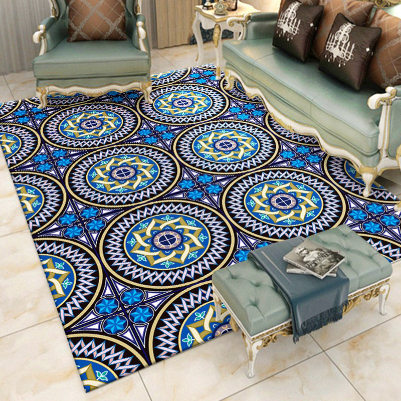 Americana Living Room Rug Multi Color Southwestern Print Carpet Polypropylene Anti-Slip Machine Washable Rug Royal Blue Clearhalo 'Area Rug' 'Bohemian' 'Rugs' Rug' 2214239
