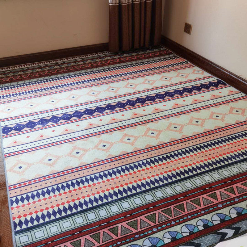 Casual Multi-Color Tribal Rug Cotton Blend Geometric Pattern Area Carpet Anti-Slip Machine Washable Indoor Rug for Room Clearhalo 'Area Rug' 'Bohemian' 'Rugs' Rug' 2214258