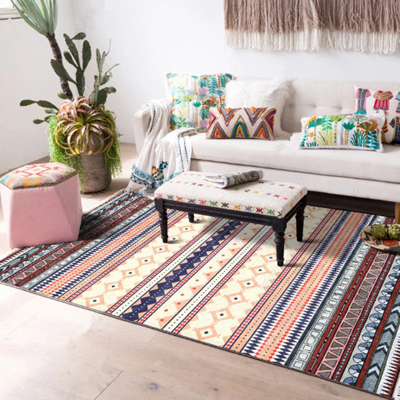 Casual Multi-Color Tribal Rug Cotton Blend Geometric Pattern Area Carpet Anti-Slip Machine Washable Indoor Rug for Room Red-Yellow Clearhalo 'Area Rug' 'Bohemian' 'Rugs' Rug' 2214259