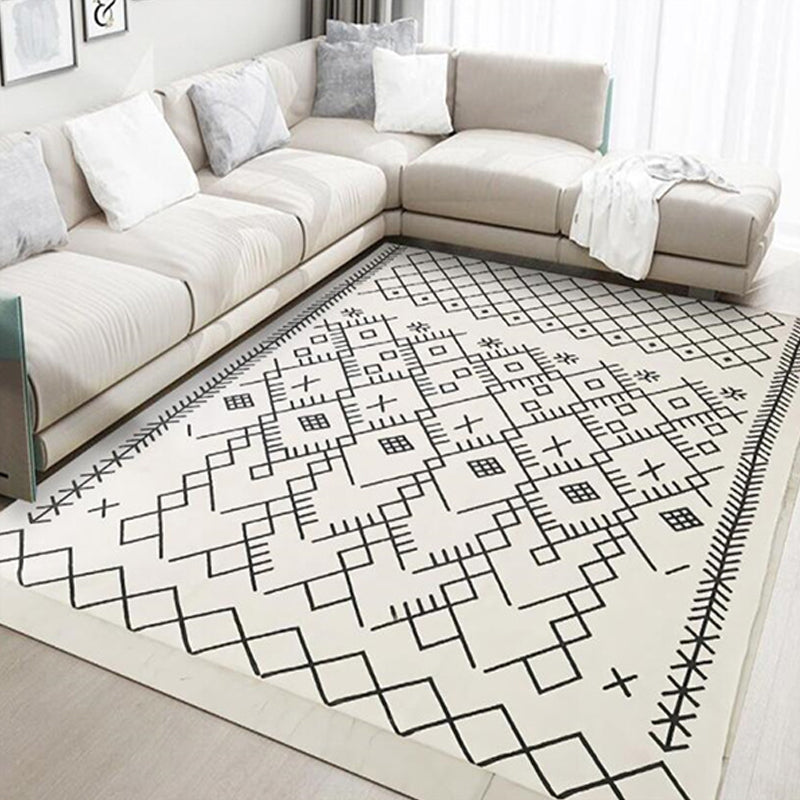 Casual Multi-Color Tribal Rug Cotton Blend Geometric Pattern Area Carpet Anti-Slip Machine Washable Indoor Rug for Room Beige Clearhalo 'Area Rug' 'Bohemian' 'Rugs' Rug' 2214266