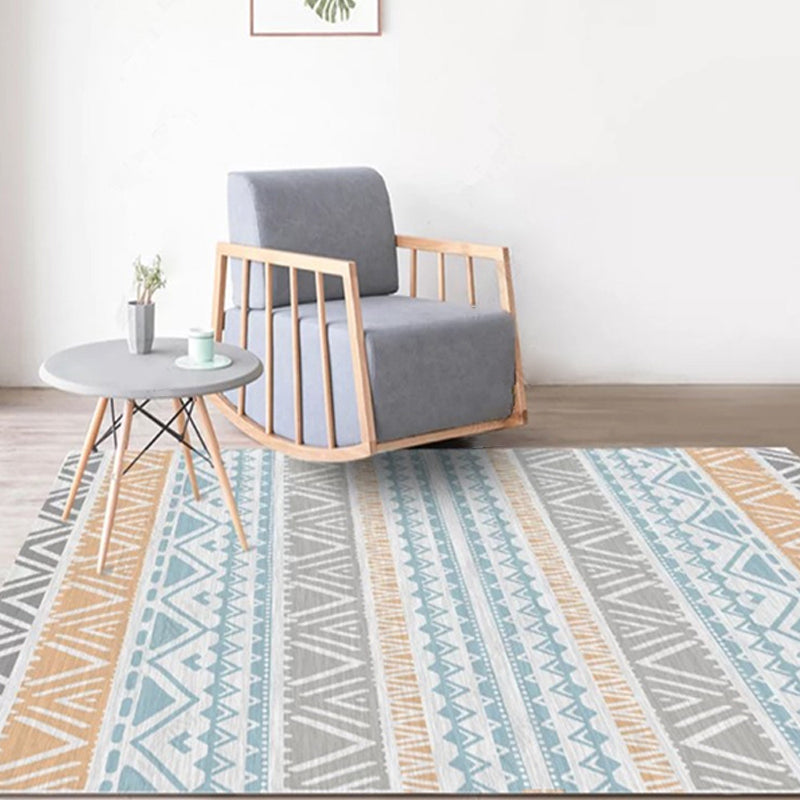 Casual Multi-Color Tribal Rug Cotton Blend Geometric Pattern Area Carpet Anti-Slip Machine Washable Indoor Rug for Room Blue-Gray Clearhalo 'Area Rug' 'Bohemian' 'Rugs' Rug' 2214267