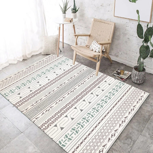 Casual Multi-Color Tribal Rug Cotton Blend Geometric Pattern Area Carpet Anti-Slip Machine Washable Indoor Rug for Room Gray-Green Clearhalo 'Area Rug' 'Bohemian' 'Rugs' Rug' 2214271