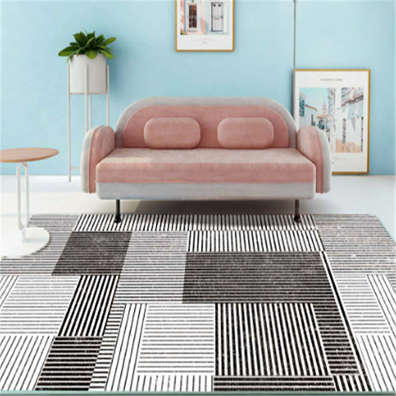 Casual Multi-Color Tribal Rug Cotton Blend Geometric Pattern Area Carpet Anti-Slip Machine Washable Indoor Rug for Room Black-Gray Clearhalo 'Area Rug' 'Bohemian' 'Rugs' Rug' 2214275