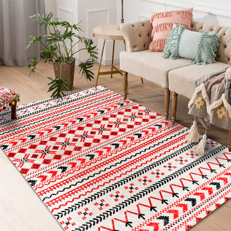Casual Multi-Color Tribal Rug Cotton Blend Geometric Pattern Area Carpet Anti-Slip Machine Washable Indoor Rug for Room Orange-Red Clearhalo 'Area Rug' 'Bohemian' 'Rugs' Rug' 2214278
