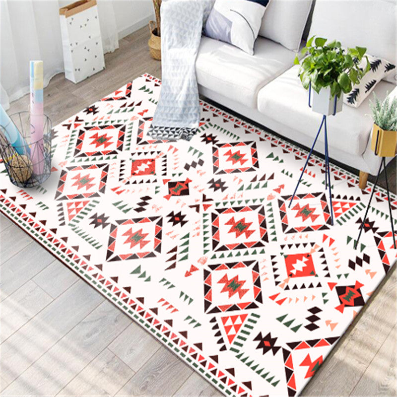 Casual Multi-Color Tribal Rug Cotton Blend Geometric Pattern Area Carpet Anti-Slip Machine Washable Indoor Rug for Room Orange Clearhalo 'Area Rug' 'Bohemian' 'Rugs' Rug' 2214280