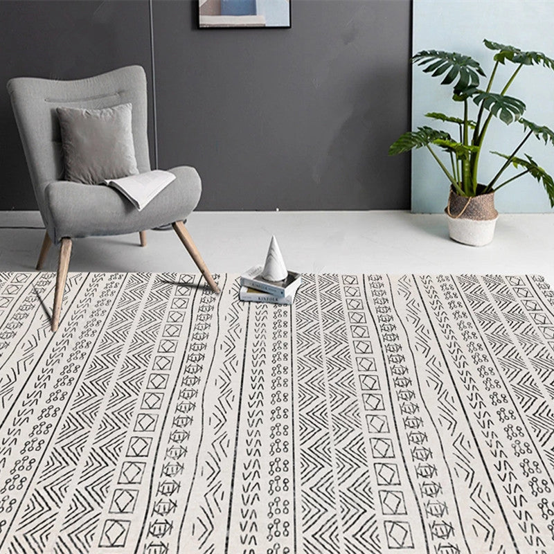 Casual Multi-Color Tribal Rug Cotton Blend Geometric Pattern Area Carpet Anti-Slip Machine Washable Indoor Rug for Room Textured Black Clearhalo 'Area Rug' 'Bohemian' 'Rugs' Rug' 2214282