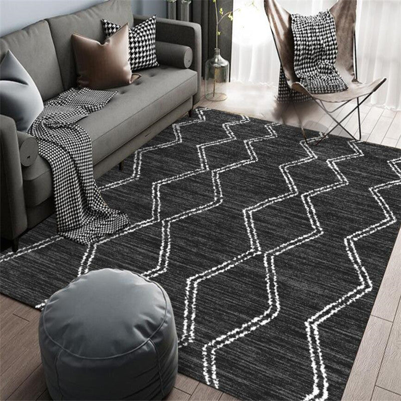 Casual Multi-Color Tribal Rug Cotton Blend Geometric Pattern Area Carpet Anti-Slip Machine Washable Indoor Rug for Room Black Clearhalo 'Area Rug' 'Bohemian' 'Rugs' Rug' 2214283