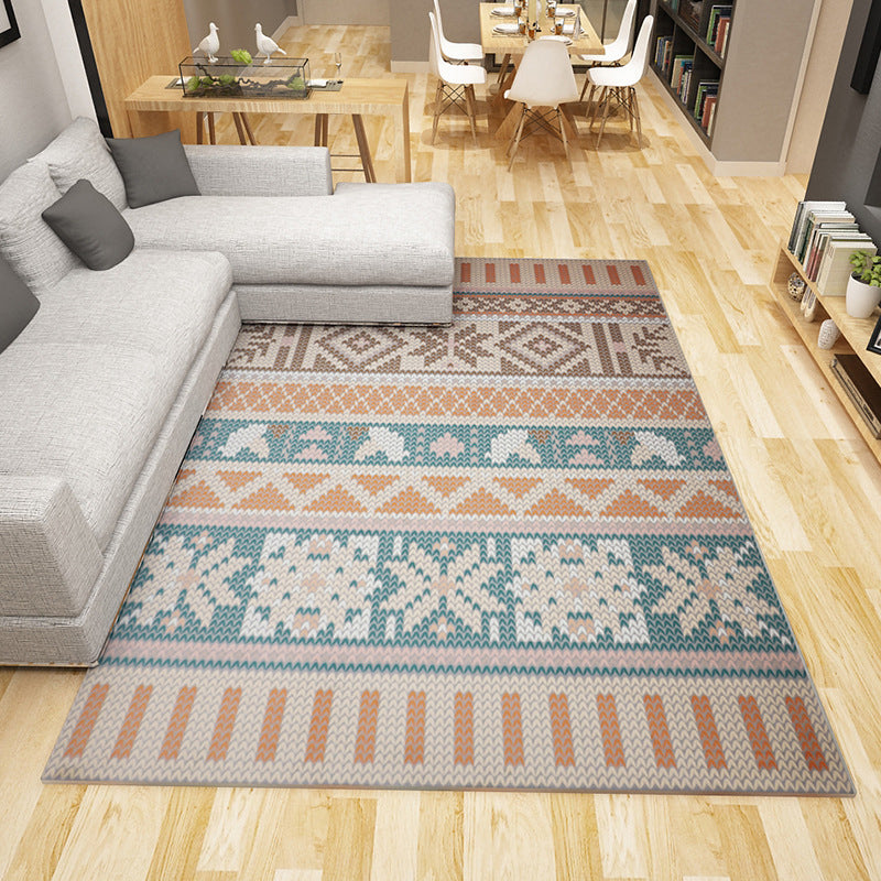 Boho Living Room Rug Multi Color Geo Printed Area Carpet Synthetics Stain-Resistant Washable Non-Slip Rug Green Clearhalo 'Area Rug' 'Bohemian' 'Rugs' Rug' 2214284
