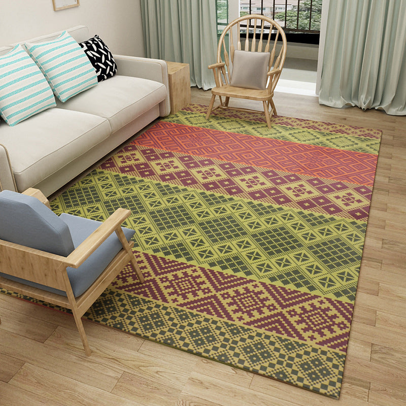 Boho Living Room Rug Multi Color Geo Printed Area Carpet Synthetics Stain-Resistant Washable Non-Slip Rug Red-Yellow Clearhalo 'Area Rug' 'Bohemian' 'Rugs' Rug' 2214285
