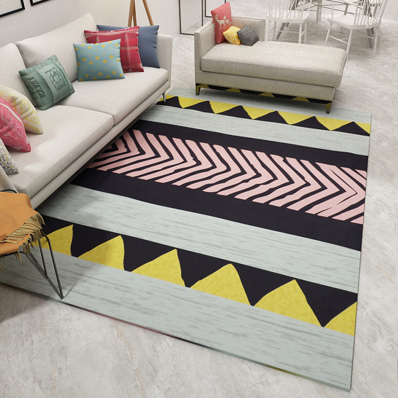 Boho Living Room Rug Multi Color Geo Printed Area Carpet Synthetics Stain-Resistant Washable Non-Slip Rug Black-Yellow Clearhalo 'Area Rug' 'Bohemian' 'Rugs' Rug' 2214287