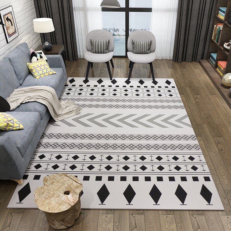 Boho Living Room Rug Multi Color Geo Printed Area Carpet Synthetics Stain-Resistant Washable Non-Slip Rug Black-Gray Clearhalo 'Area Rug' 'Bohemian' 'Rugs' Rug' 2214292