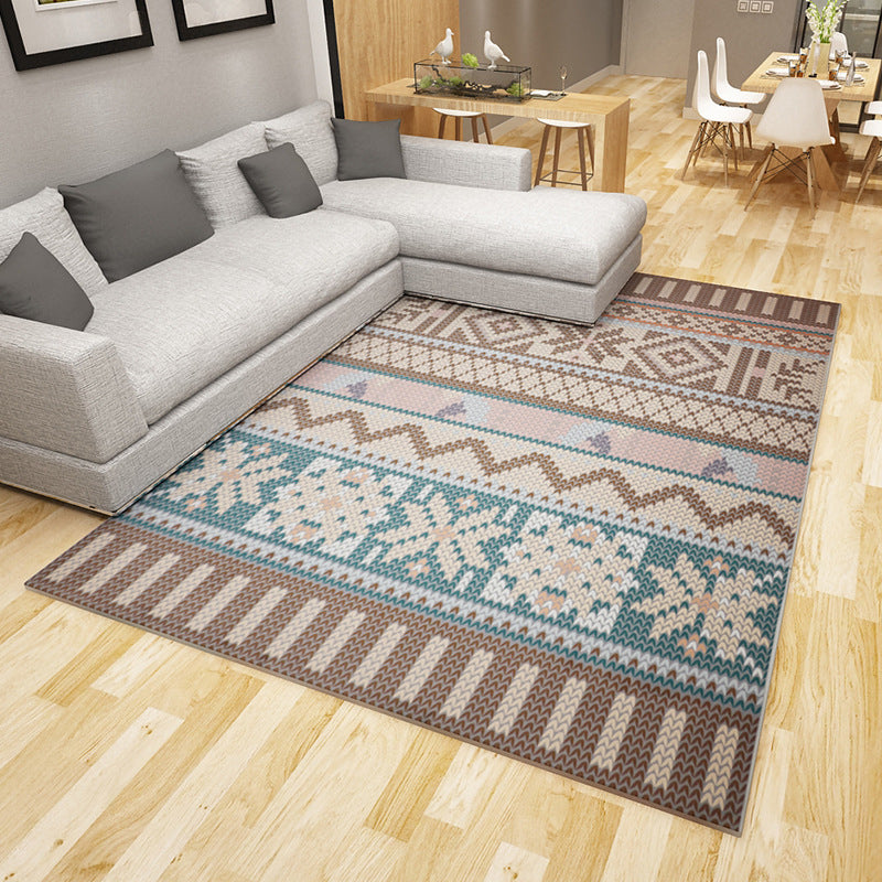 Boho Living Room Rug Multi Color Geo Printed Area Carpet Synthetics Stain-Resistant Washable Non-Slip Rug Brown Clearhalo 'Area Rug' 'Bohemian' 'Rugs' Rug' 2214293