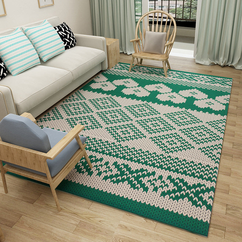 Boho Living Room Rug Multi Color Geo Printed Area Carpet Synthetics Stain-Resistant Washable Non-Slip Rug Dark Green Clearhalo 'Area Rug' 'Bohemian' 'Rugs' Rug' 2214298