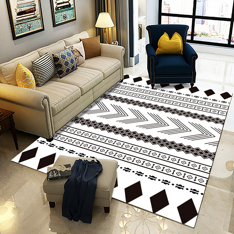Multi-Colored Room Rug Western Geometric Pattern Area Rug Polypropylene Anti-Slip Backing Pet Friendly Washable Carpet Black-White Clearhalo 'Area Rug' 'Bohemian' 'Moroccan' 'Rugs' Rug' 2214311