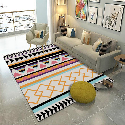 Multi-Colored Room Rug Western Geometric Pattern Area Rug Polypropylene Anti-Slip Backing Pet Friendly Washable Carpet Black-Yellow Clearhalo 'Area Rug' 'Bohemian' 'Moroccan' 'Rugs' Rug' 2214312